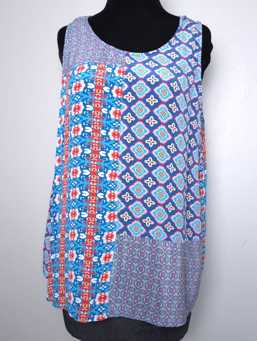 Tolani Anthropologie 100% Silk Split Back Tank Top Size M